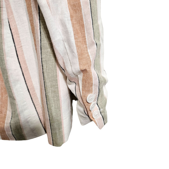 Rachel Zoe Pastel Striped Linen Oversized Padded Shoulder Blazer Jacket Size XS - Picture 5 of 8